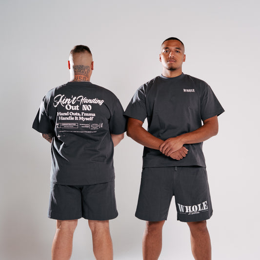 Dark Grey Heavyweight - 'No Handouts' Tee